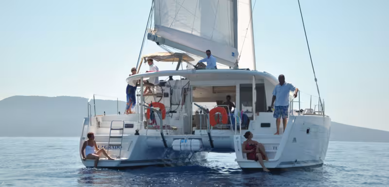 Lagrado, a 40’ catamaran, the perfect size for charter-management, user-friendliness and for sailing pleasure. 