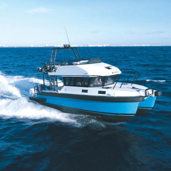 With its deep asymmetrical hulls and foil, the Vandal 46 Explorer is designed for the high seas.
