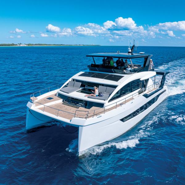 Primarily designed for long-term cruising,  the Sixty Solar Power has not compromised  on design, farfrom it...