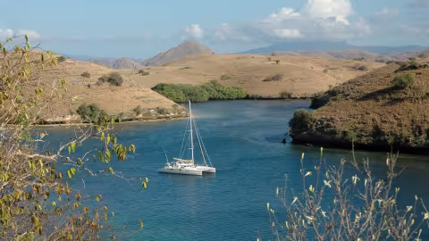 Jangada in her anchorage in the Sunda archipelago…  