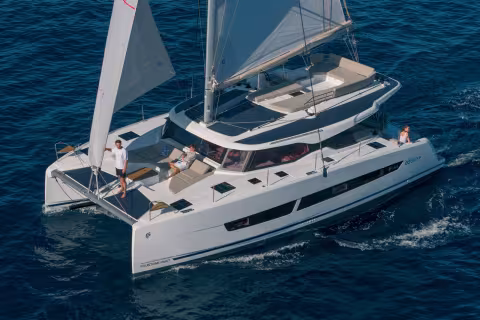 The design by Berret/Racoupeau  is particularly elegant for a  comfortable multihull.