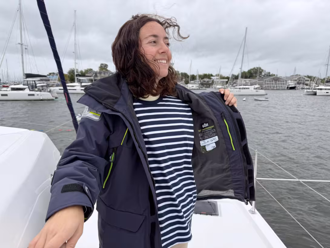 The limited edition OS2 Offshore 50th Anniversary Jacket that Gill gave to the Multihulls World team.